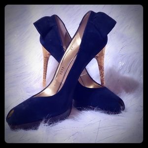 DSquared navy and gold suede stiletto heels